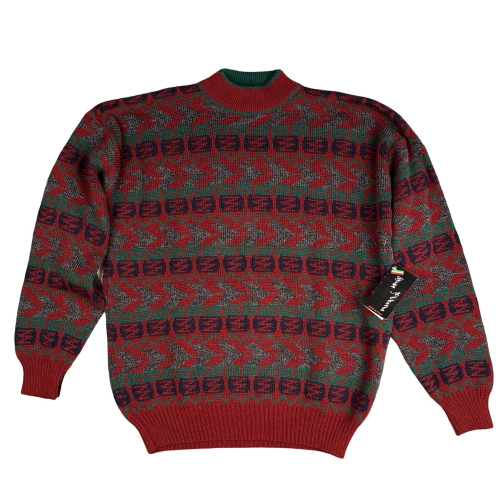 Vintage Gian Alberto Italy Sweater XL New With Tags Geometric Knit